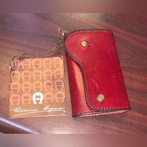 Etienne Aigner oxblood  Leather Key Organizer NWT 6 ring holder